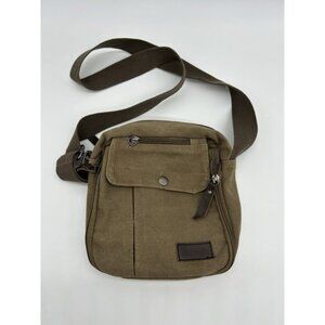 Harwish Khaki Canvas Multi Pocket Messenger Bag Over Shoulder Crossbody Outdoor